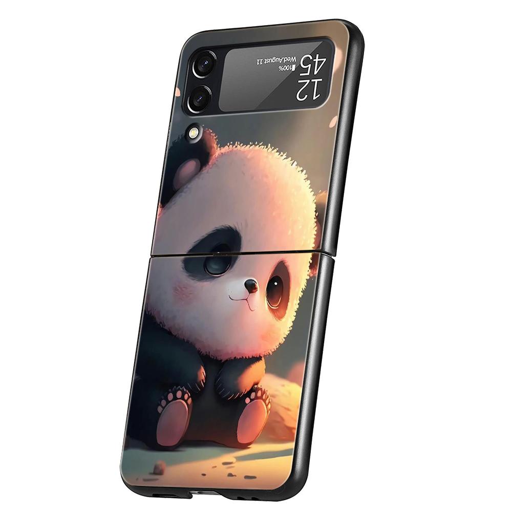

Cute Animal Panda Hard PC Phone Case For Samsung Galaxy Z Flip 4 5 6 Transparent Cover For Galaxy Z Flip 3 Foldable Shockproof z flip 6