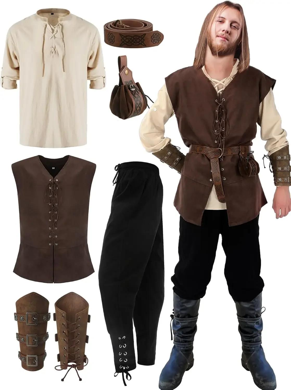 6 Pcs Men`s Halloween Renaissance Costume