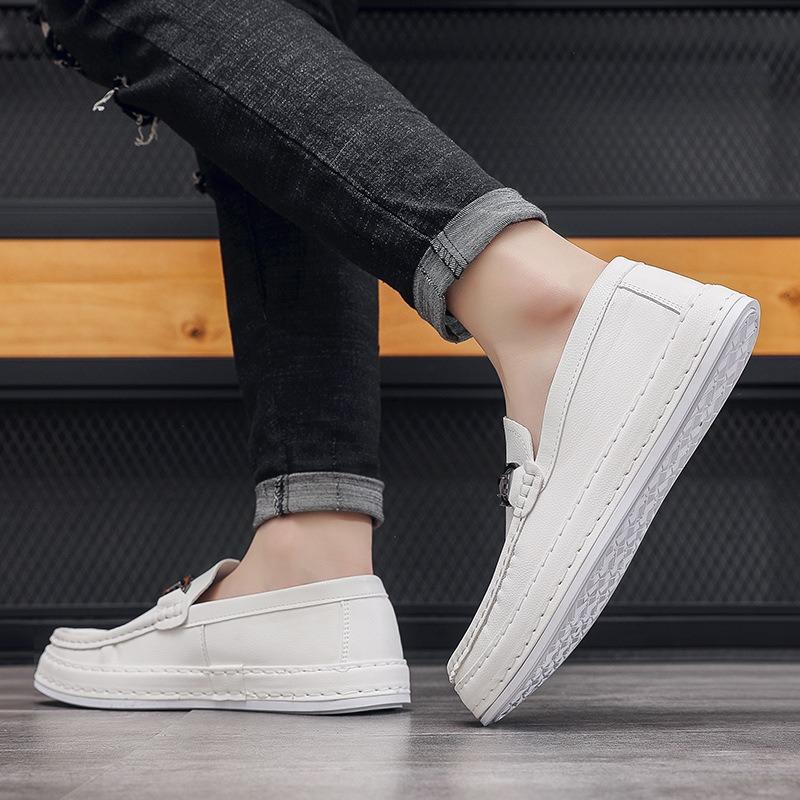 Little white shoes men's summer breathable casual shoes trendy versatile simple single shoes men's one-pedal board shoes breathable and comfortable