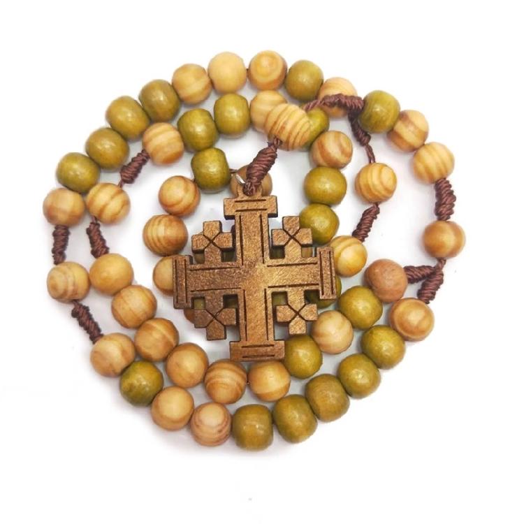 Jerusalemkreuz Rosenkranz Halsketten für Männer Frauen Gebet Religiöse Meditation Geschenk