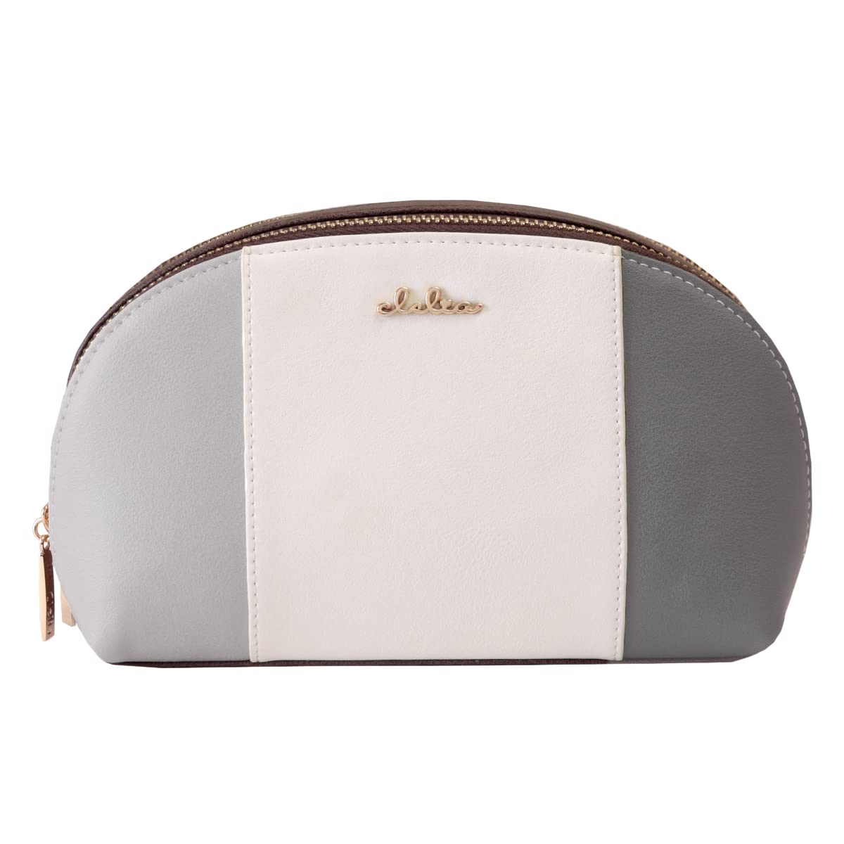 

Косметичка Clelia Tricolor большой вместимости с двойной молнией серии Riberte, [CL-17088] (Лунный серый)