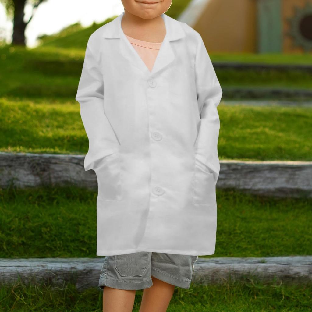 TOYANDONA Kids' Lab Coat, Doctor's Coat, Cosplay Costume, Size 110cm, ScientistDoctor, Halloween Costume, Doctor Play, Presentations, Lunch Wear,