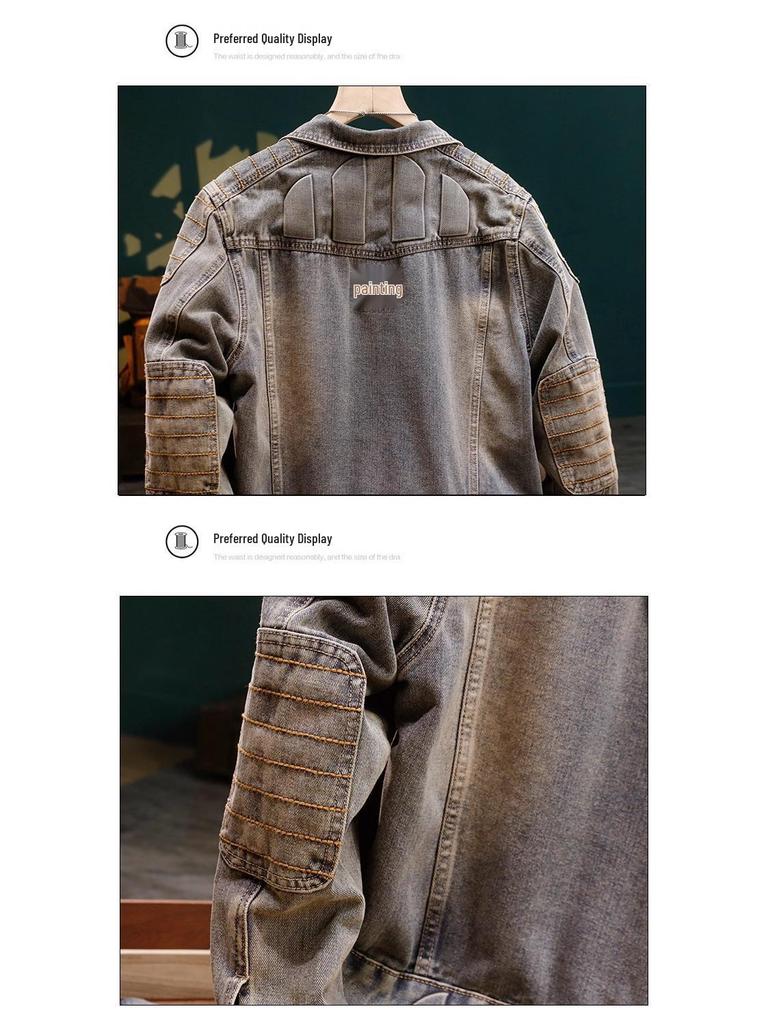 Trendy Men's Motorcycle Denim Jacket 2025 - Stylish Early Autumn High-End Design