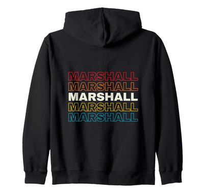 I Love Marshall Personalized Retro Sunset Name Zip Hoodie