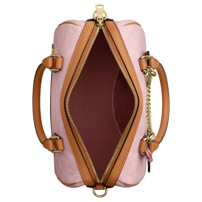 Coach BORSA A SPALLA Rowan 25 hardware dorato tela rivestita borsa a mano media da donna rosa