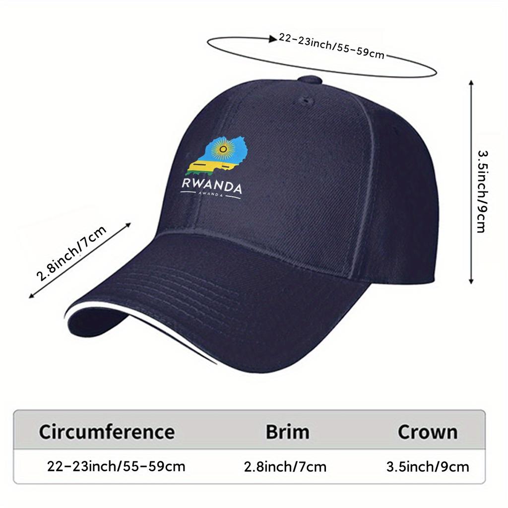 Rwanda Map Flag Baseball Cap Adult Unisex Breathable Polyester Adjustable Casual Hat