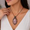 Rose Quartz Gemstone Pendant Necklace, Natural Pink Quartz Crystal Wire Wrapped Copper Jewelry Handmade Copper Pendant