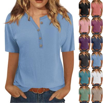 Kadınlar İçin T-Shirtler Pileli V Yaka Şık Günlük Bluzlar Baskılı Kısa Kollu Yazlık Üstler Bol Kesim