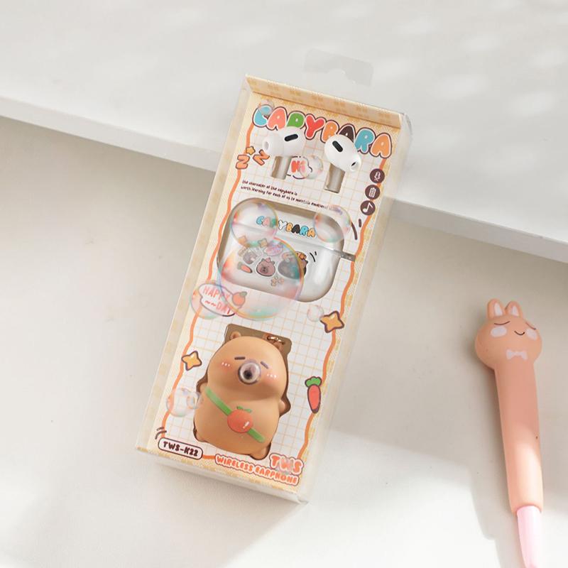 

Милый мультяшный беспроводной наушник капибара с подвеской для наушников, TWS-гарнитура, наушники-вкладыши для iPhone, для Samsung