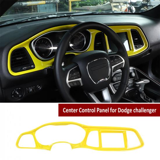 Yellow Central Dashboard Panel Decor Cover Trim Kit for Dodge Challenger 2015+