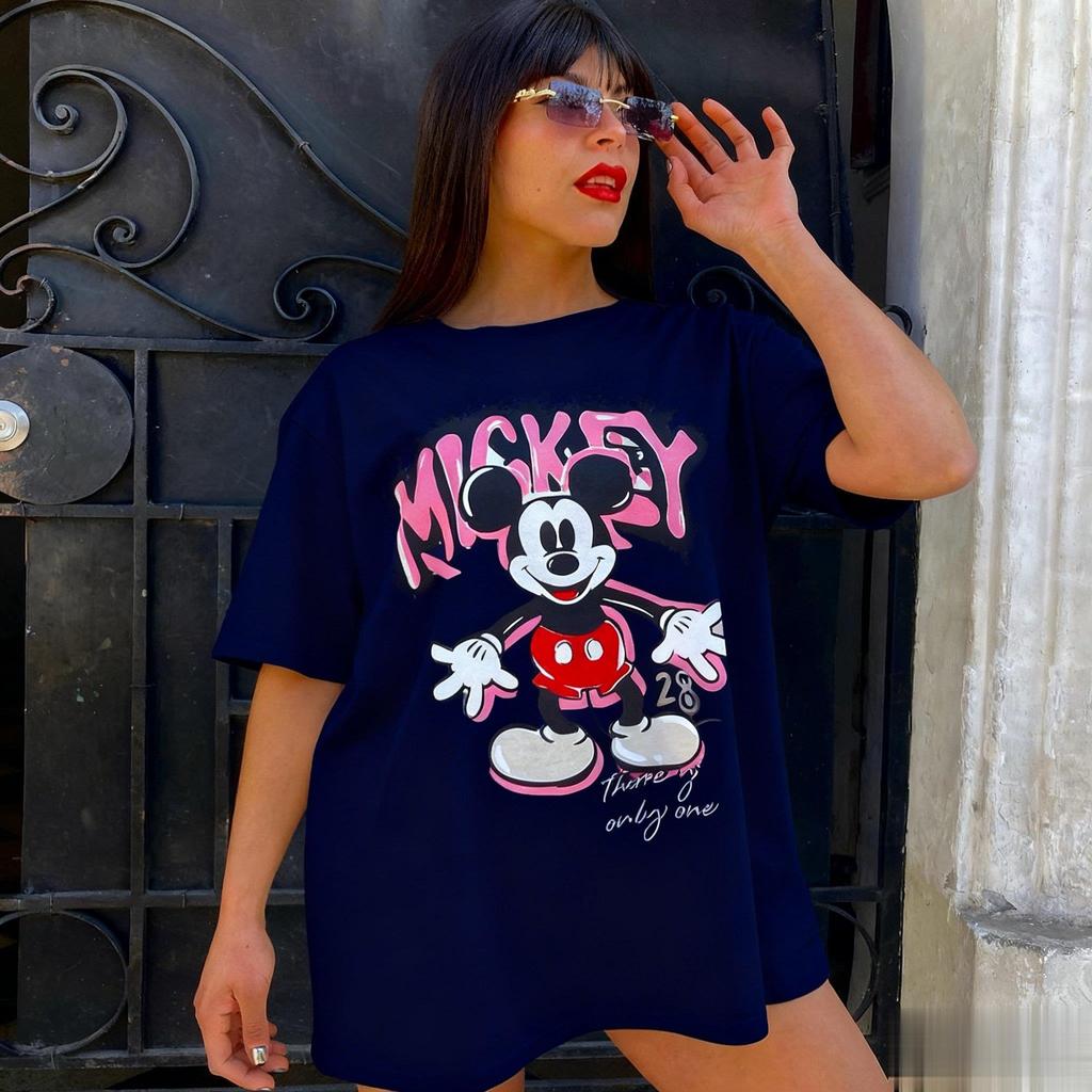Estate Nuovo Stampa Topolino Cotone Donna T-shirt Casual Manica Corta Top Grafico Cartone Animato Disney Streetwear Vintage Y2k