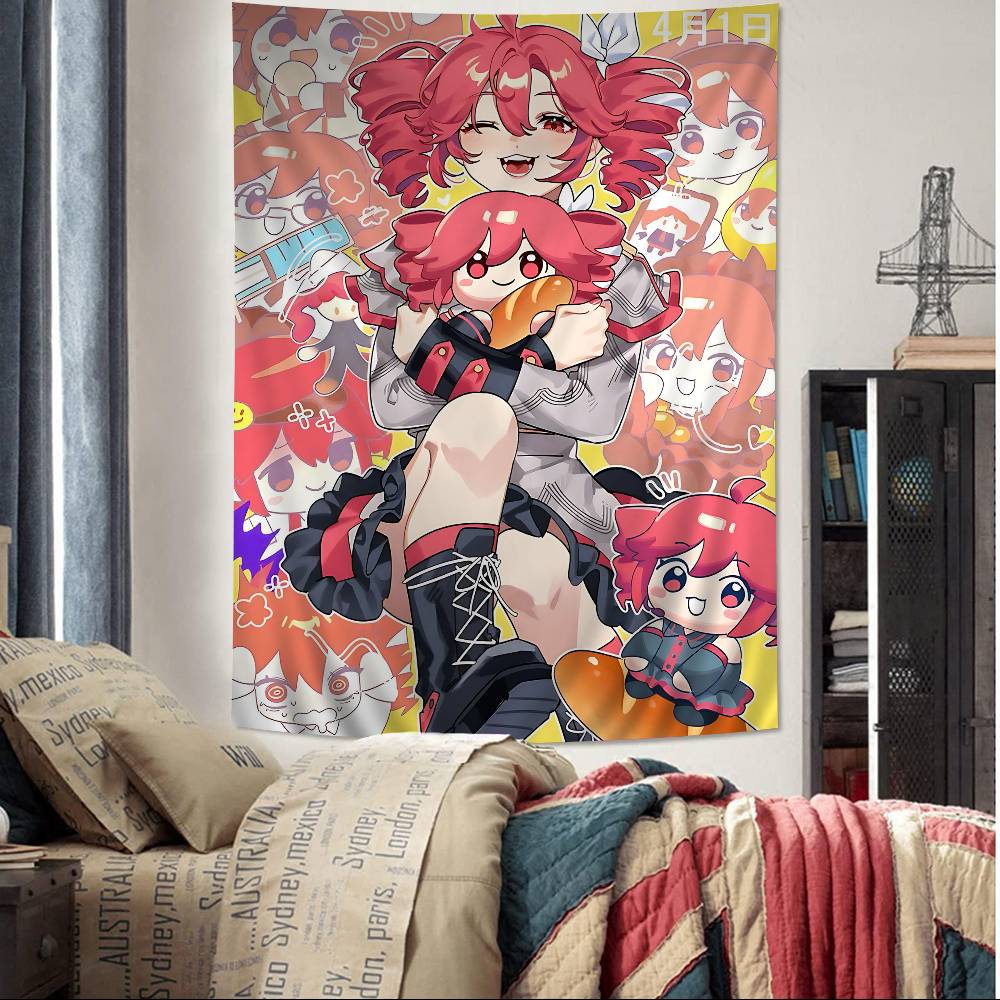 Popular Virtual Singer Kasane Teto Printed Large Wall Tapestry Indian Buddha Wall Decoration Witchcraft Bohemian Decor Blanket