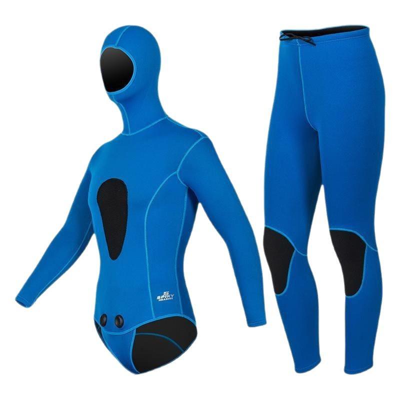 3mm Two-Piece Wetsuit with Hood for Warmth In Hunting, Snorkeling, Freediving, Surfing, and Ice Sports.