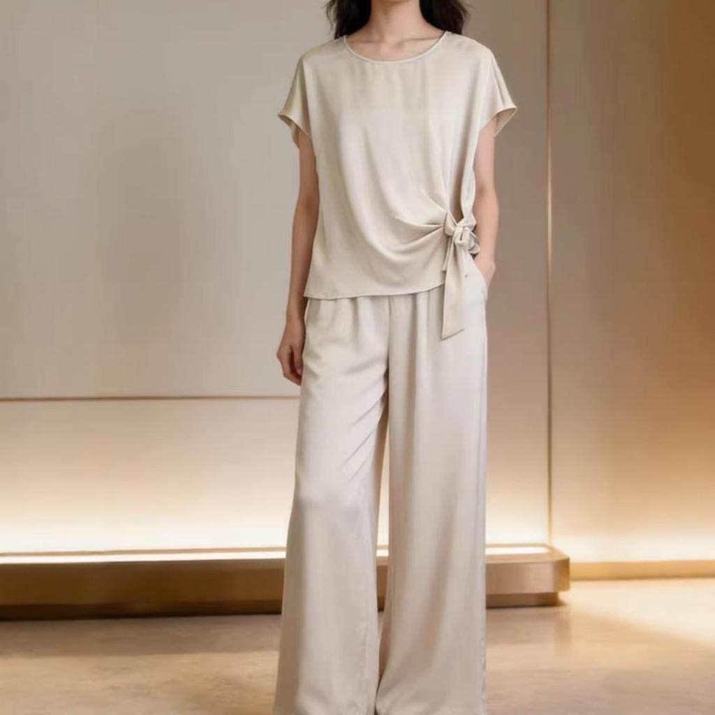 2026 Summer Fashionable Slimming Top & Wide Leg Pants Two-Piece Suit