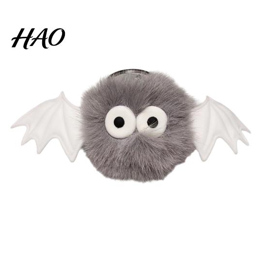 Romantic Gift for Women Halloween Bat Plush Keychain, Cute Devil Furry Pendant Party Decoration Bag Keys, Vintage Silver Alloy Key Ring, Spooky