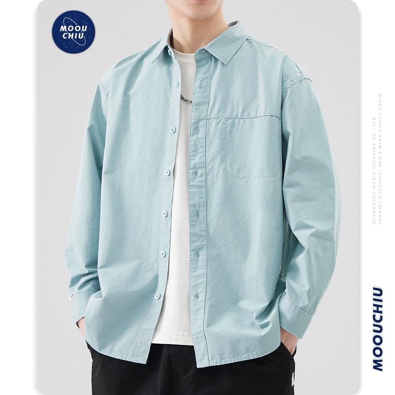 

Мужская модная брендовая универсальная хлопковая рубашка с длинными рукавами для поездок на работу, рубашка в американском стиле ретро, ​​повседневное пальто XXXXL