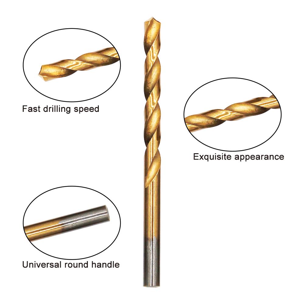 Titanium Plated 13pc Straight Shank Twist Bit 1.5-6.5mm Plastic Bag Package Drill Bit Electric Tool Accessory Set
