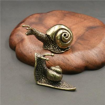 Tea Pet Snail Ornament Retro Pure Copper Mini Snail Ornament Antique Brass Animal Miniature Figurine Craft Desktop Decoration