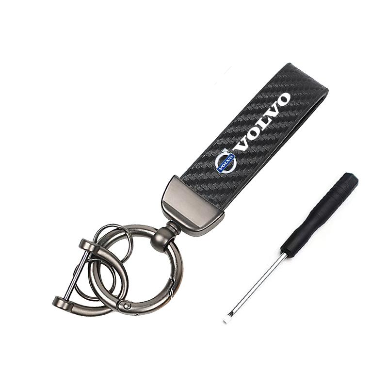 Car Carbon Fiber Style Keychain Microfiber Leather Key Chain For Volvo Xc60 Xc90 V40 V60 S60 V50 V90 S80 C40 XC40 V70 XC70 C30