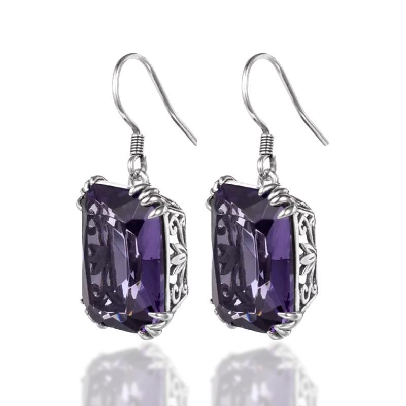 Vintage Multi-Color Gemstone Earrings: European & American Fashion for Women
