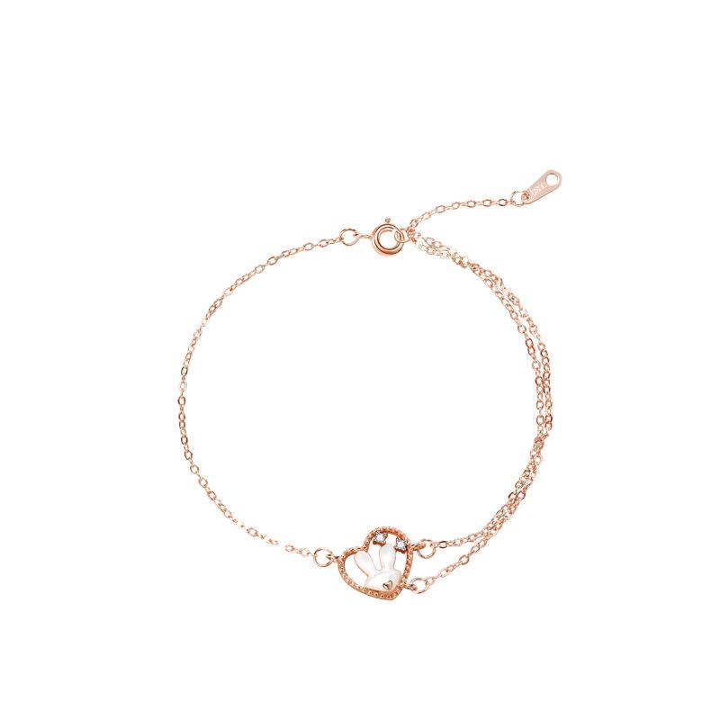 Love Rabbit Bracelet Female Creative Niche Design Double-layer Bracelet Heart-shaped Girl Heart Cute Jewelry