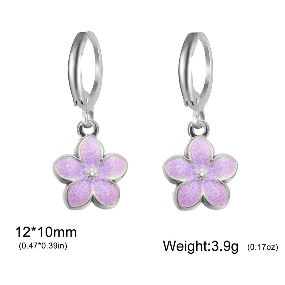 Cazador Enamel Flowers Women's Earrings Stainless Steel Gold Color Plumeria Daisy Hoop Earrings Jewelry Trendy Mother's Day Gift
