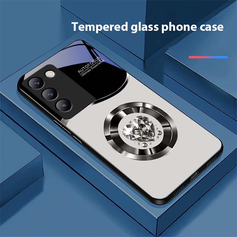 Circle Diamond Für Y72 33S 11 03 36 96 Lite 35 16 Iqoo 12 V40 SE 5G 29 40 21 30 X80 Pro Vivo Gehärtetes Glas Handyhülle Schwarz