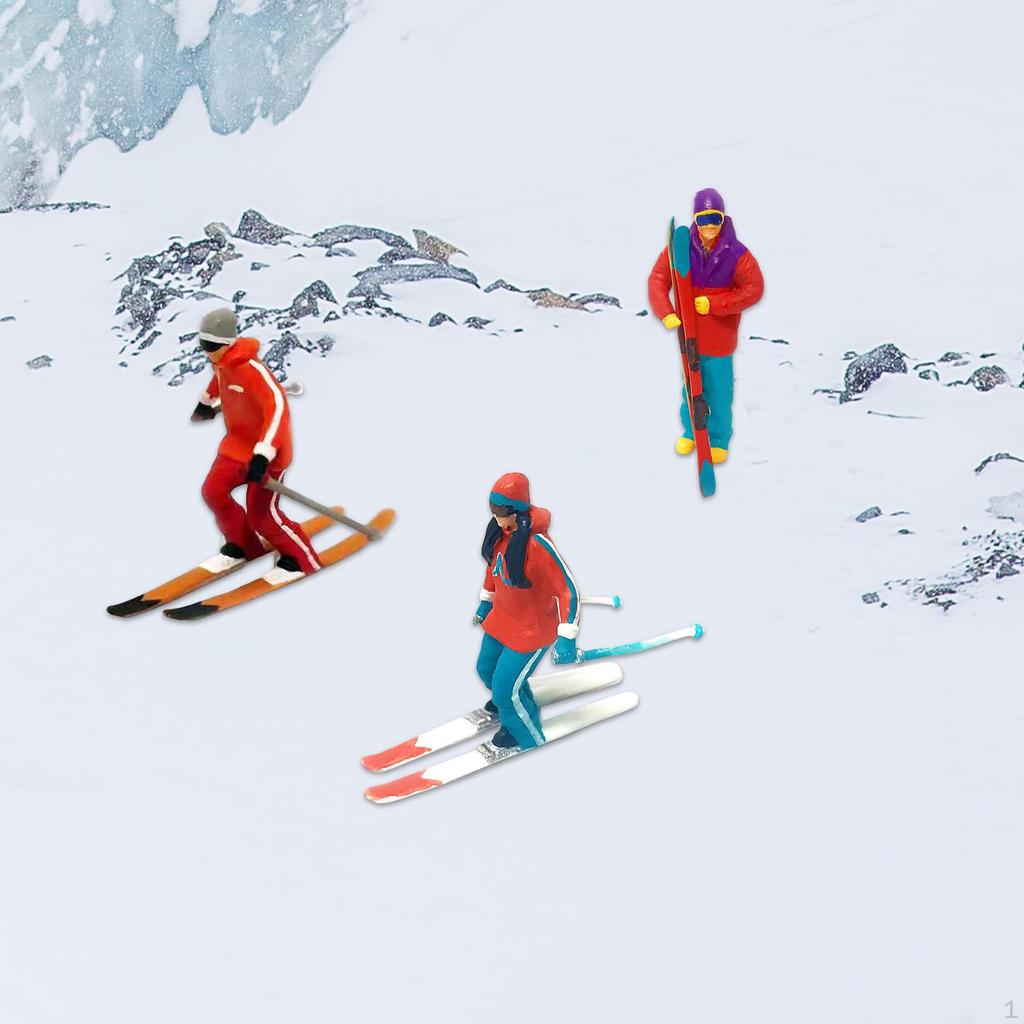 3 1/64 Mini Skiing Figure Table Scene Scenery Tiny Toys Scenario Accessories Supplies Children