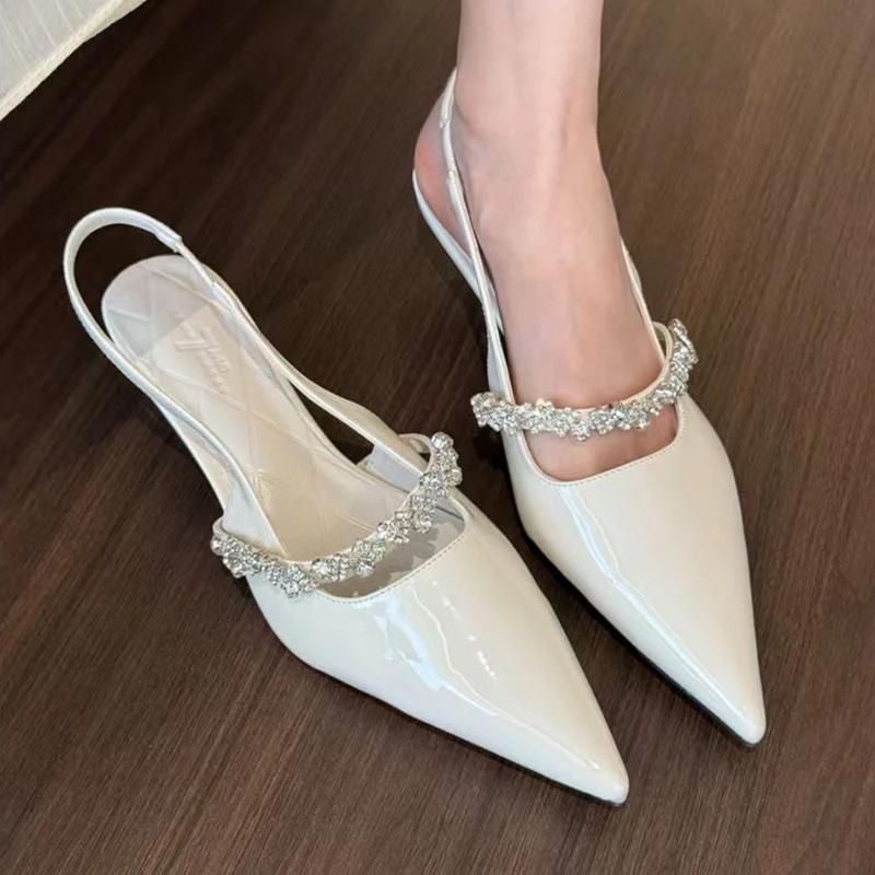 Mode Lyx Dam Sandaler Sexiga Spetsiga Tå Kristallklackskor Kvinna Tofflor 2025 Sommar Eleganta Klänningsskor Fest Damskor