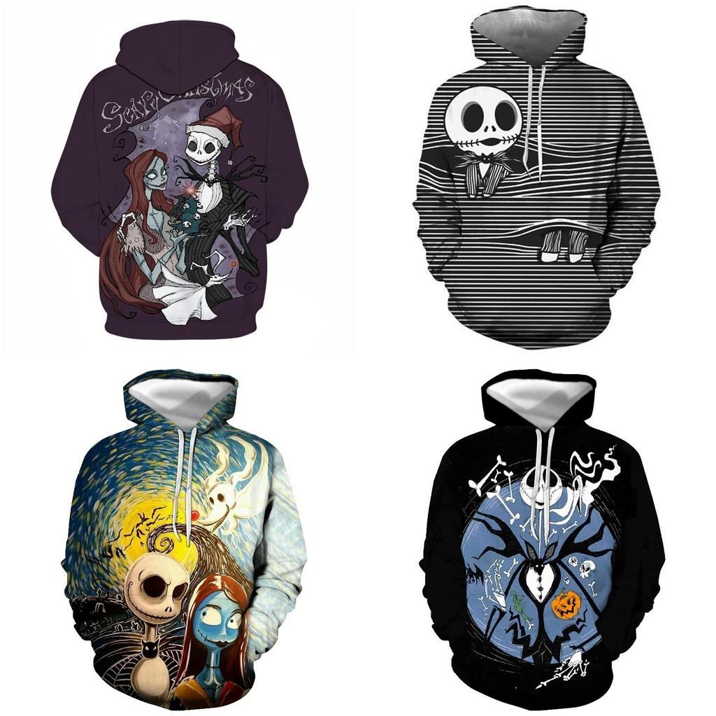 Nightmare Before Christmas 3D Geprint Hoodie Jack Jack Sally Kostuum Stijl