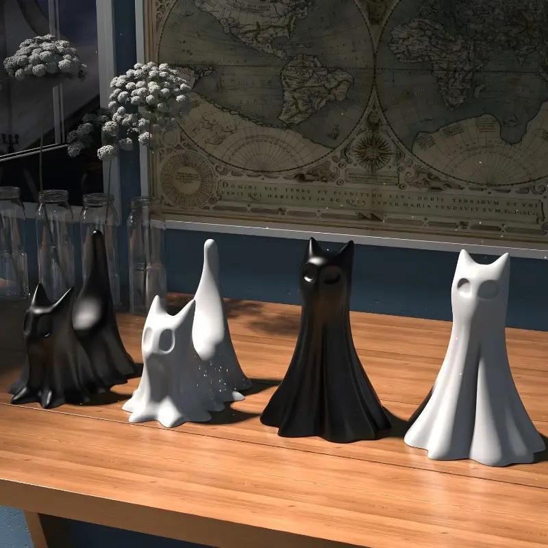 Halloweenowy Duch Kot Figurka Forma Silikonowa DIY Świeca Aromaterapia Gips Żywica Formy Nawiedzony Wystrój Dekoracje Halloween