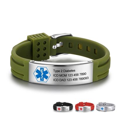 Custom Bracelets Stainless Steel Jewelry Adjustable Medical Alert Id Male Wrist Engraved Silica Gel Bangle Men 4 Colors Souvenir GiftFashion Bangle