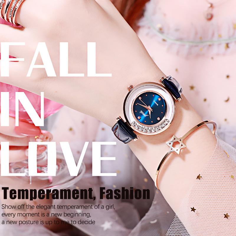 CQ369 Flowing rhinestone Women watch waterproof student watch light luxury quartz watch clock giftwatches for woman