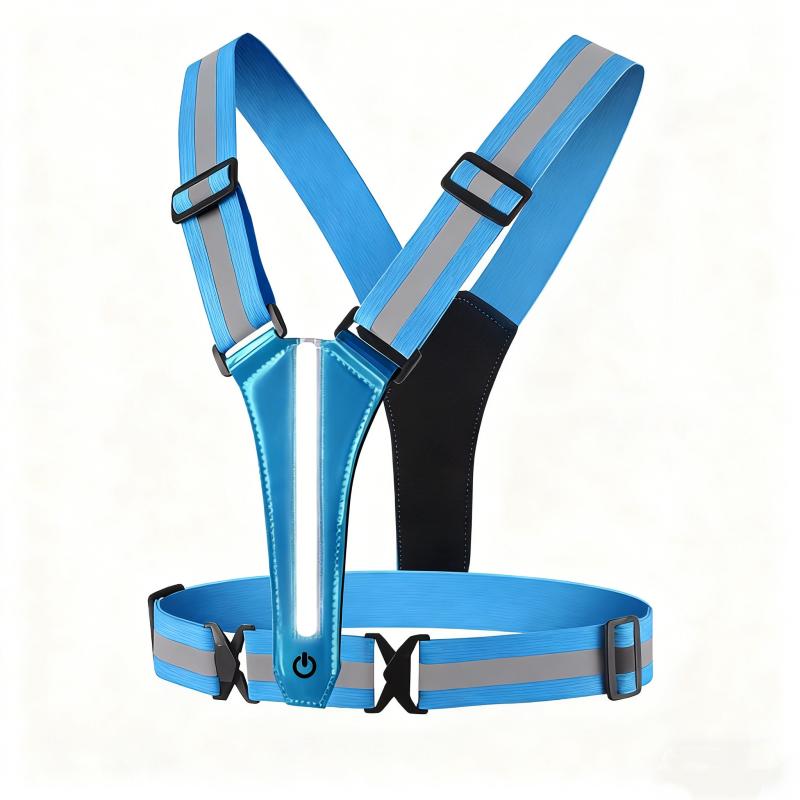 1PCS LED Reflective Running Vest USB Rechargeable High Visibility Night Running Riding Clothing Elastic Band,Safety Warning Vest