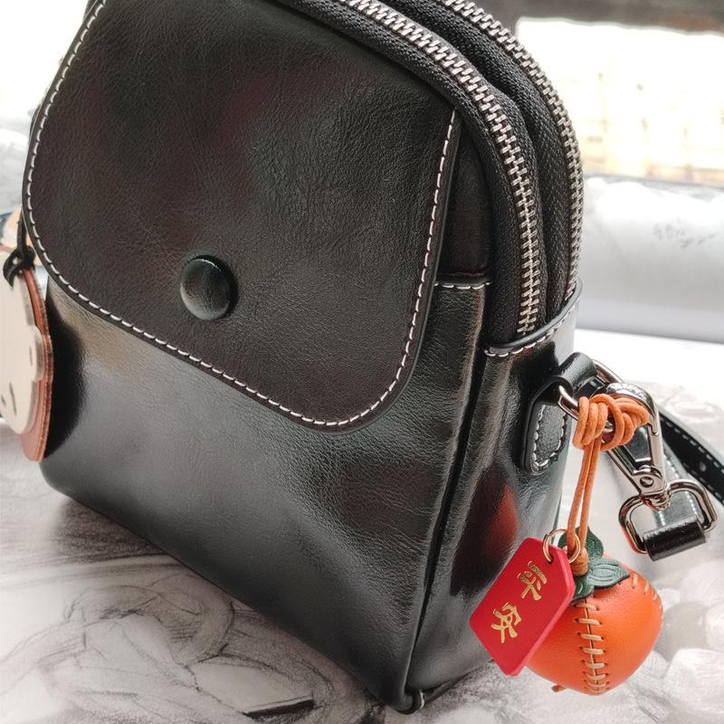 Luxury Hand-Stitched Leather Bag Charm for Men and Women