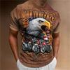 Men's Animal Pattern T-Shirt, Eagle, Motorcycle, 3D Print, Vintage Trendy Loose Large Size Casual Street Short Sleeve Top