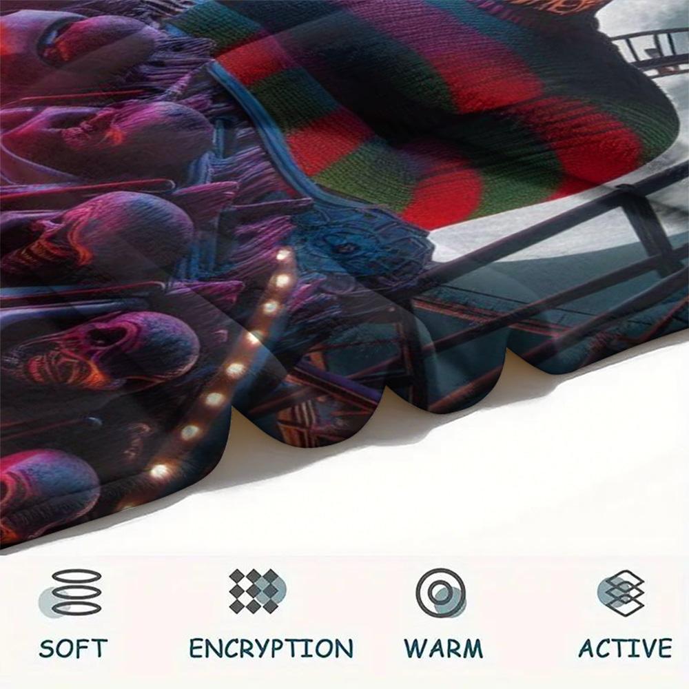 Creepy Freddy Horror Night Print Blanket Suitable For All Seasons Sofa Blanket Sheet Office Rest Blanket Machine Washable