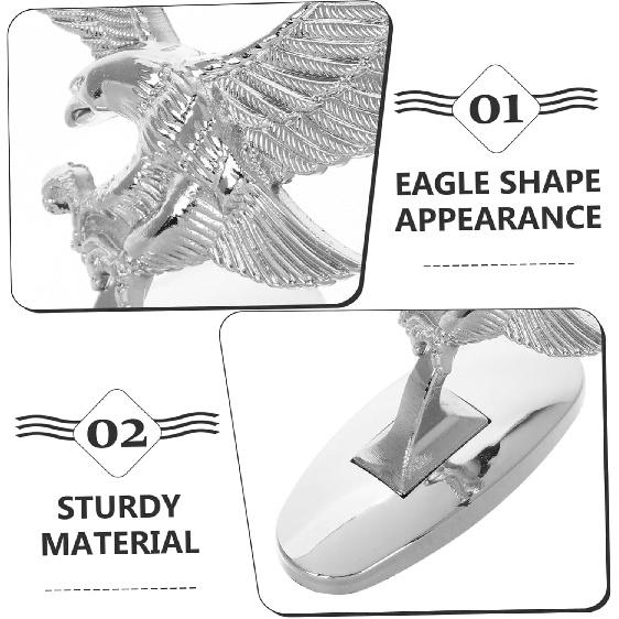 HEALLILY Metal Eagle Car Hood Ornament Truck Sturdy Auto Decor Accessory Easy Install Car Logo Sticker for SUV
