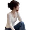 Stylish Lace Patchwork V-Neck Long-Sleeve Women's Top: This Year's Trendy High-End Essential