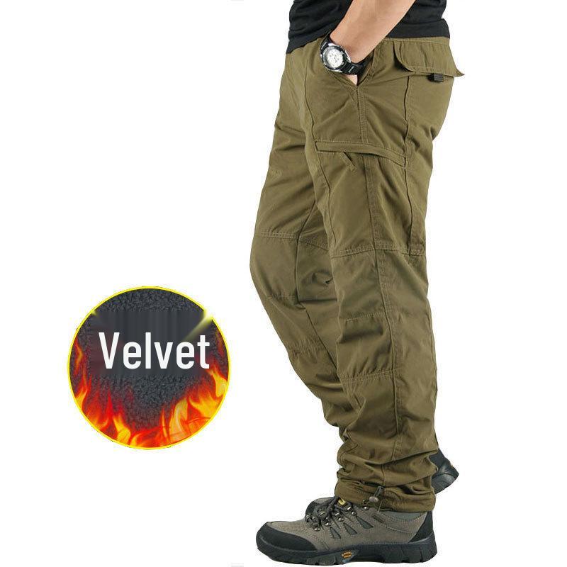 Men's Plus Velvet Thick Warm Cotton Casual Pants, Large Size - Autumn & Winter