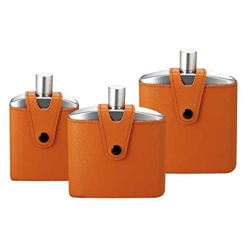 Sato Metal Industries SALUS Bacchus Бутылка для виски в форме кегли (с кожаным чехлом) 200мл