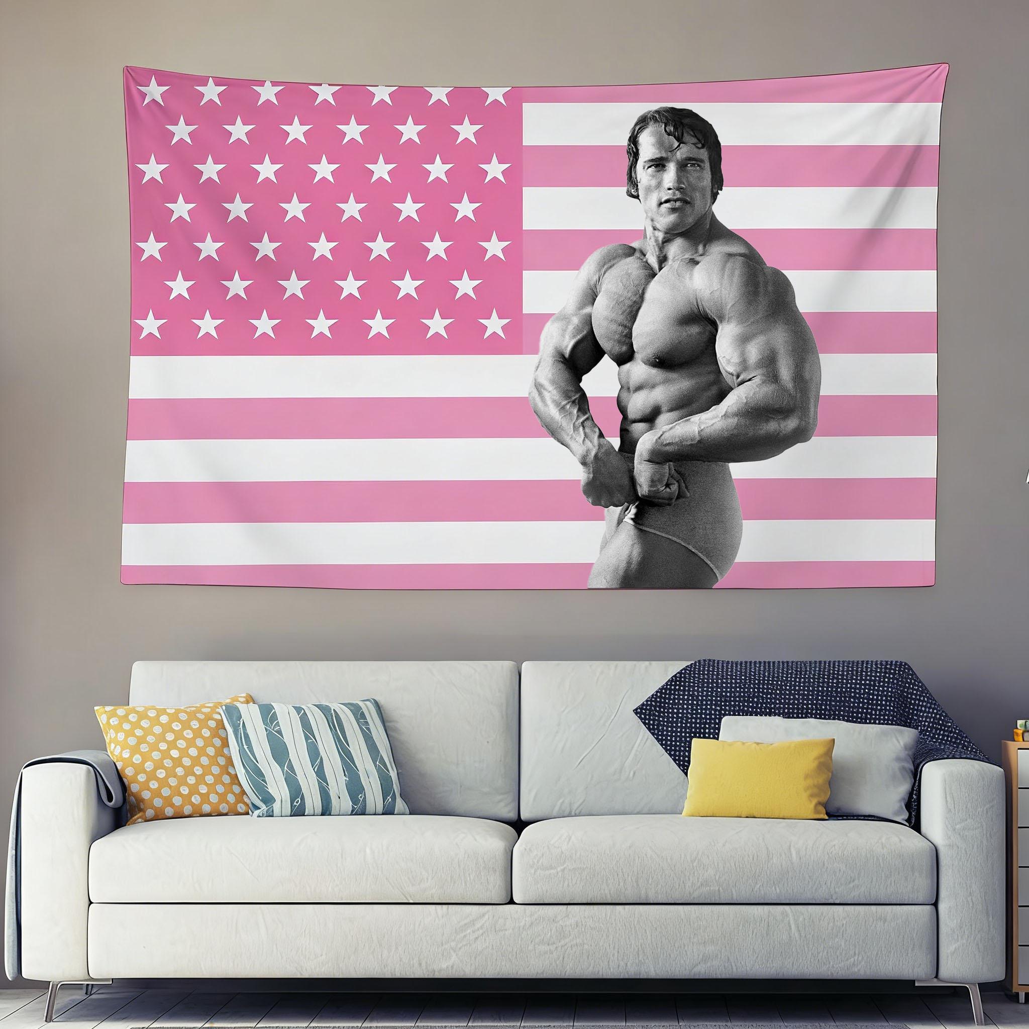 SSchwarzenegger Bodybuilding Printed Tapestry Suitable for Gym Background Inspirational Fitness Aesthetic Wall Decor Background 74x94cm(29x37in)
