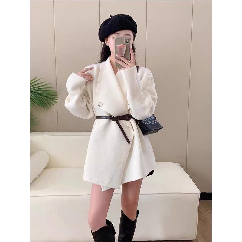 Women's 2025 New Autumn/Winter Knitted Waist-Cinching Cardigan - High-end, Solid Color, Mid-Length, Thick.