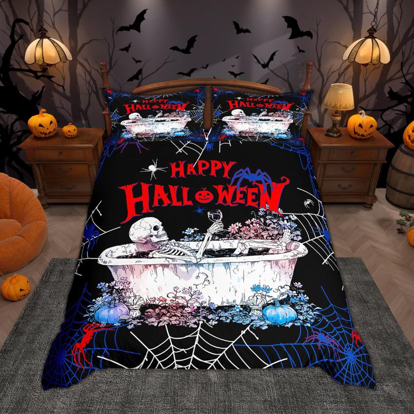 Comforter Homewish Funny Skull Skeleton 2Pcs/3Pcs Happy Halloween Bedding Treat Or Trici