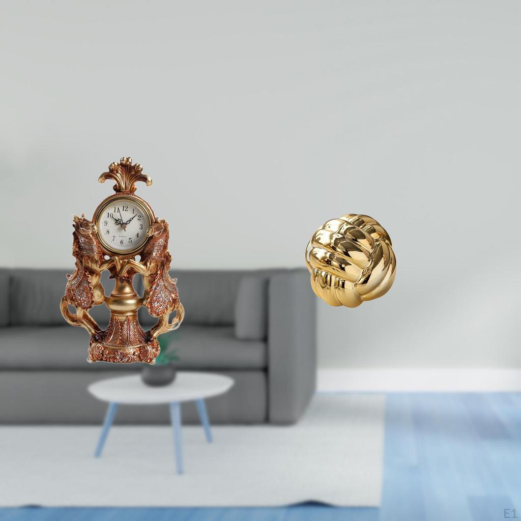 Equestrian Timepiece Yarn Knot Sculpture Ceramic Figurine Animal Clock Ornament for Living Room Desk