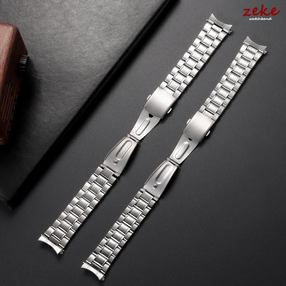 Arc End Stainless Steel Watch Band Universal Strap Folding Safety Buckle Metal Bracelet Straps 20mm 22mm Watch Belt Accessories