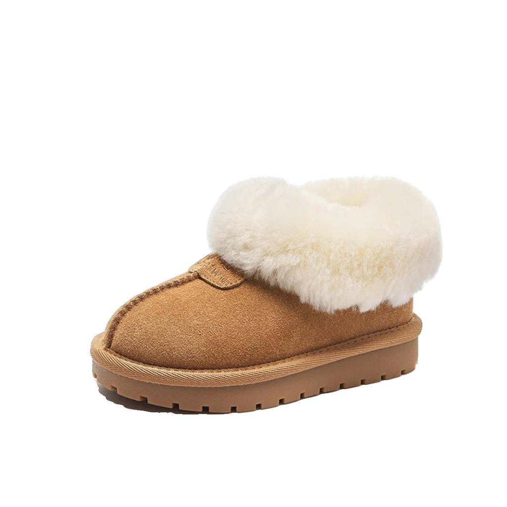 Kinder Sneeuwschoenen met Dik Fluweel voor Meisjes, Grote Katoenen Schoenen voor Jongens, Waterdichte en Antislip Korte Laarzen