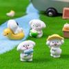 6 Piece Colorful Resins Dog Miniature Sculpture With Beach Theme Design Vacation Animal Statue Table Decoration Accent