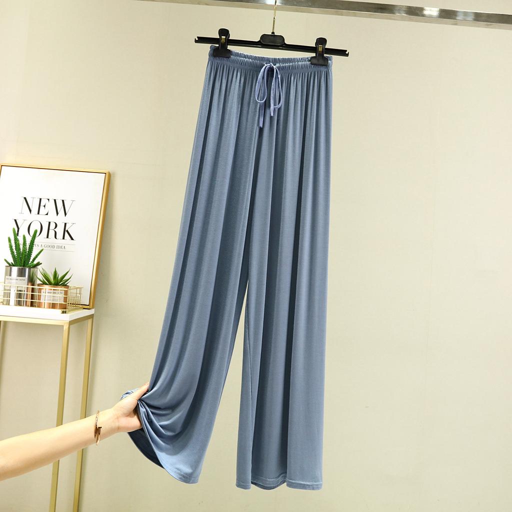 Einfarbig Hohe Taille Frühling Sommer Herbst Gerade Schnürung Dünne Loungehose Elastische Taille Lockere Freizeithose Lässige Yoga-Home-Hose