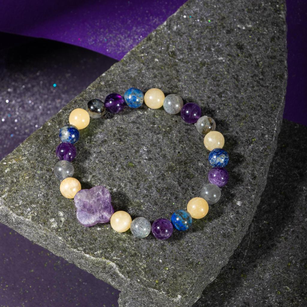 Náramek Střelec Ametyst, Kalcit, Labradorit, Lapis Lazuli